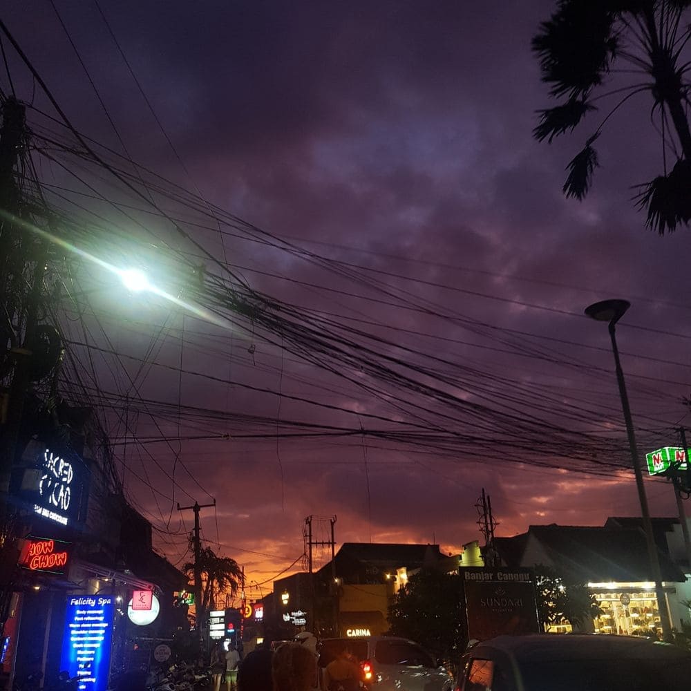 Bali night road view