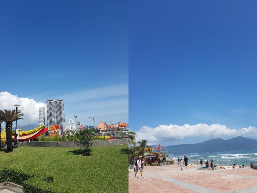 다낭 숙소 미케비치 vs 한강 팁 - 미케비치와 한강 풍경