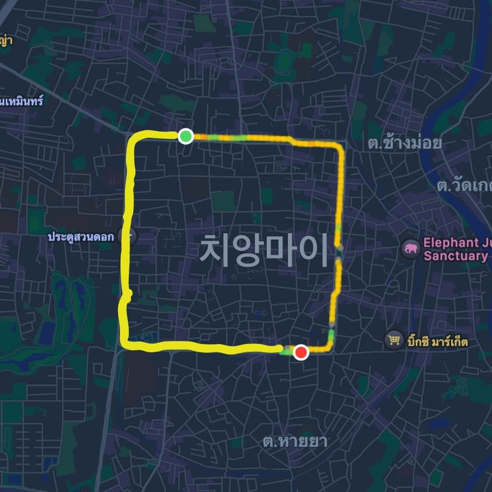 치앙마이 러닝 코스 추천 - 올드타운 러닝 코스 지도 사진